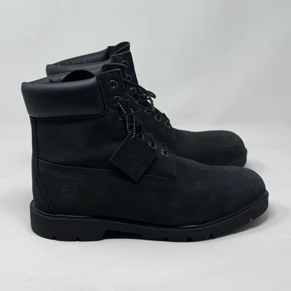 Timberland Premium 6 Inch Waterproof Work Boots Mens 10.5 Black Nubuck Leather
